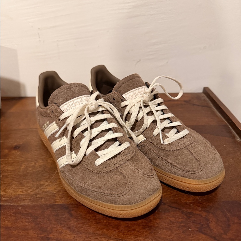 Adidas womans Taupe and White Sneakers